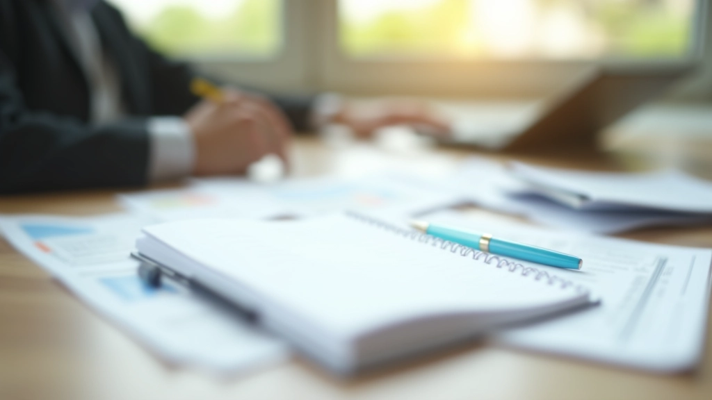 Close-up of retirement planning documents with calculator and pen on wooden desk showing financial calculations